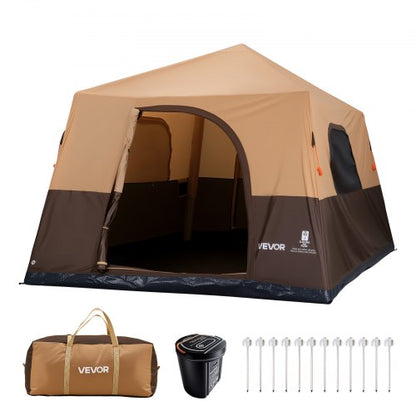 VEVOR Camping Tent, 8 Person Inflatable Cabin Tent with Rechargeable Pump, TPU Air Tube & 4 Large Mesh Windows, Portable Easy Setup Waterproof with Carry Bag for Family Outdoor Camping & Hiking, Beige - CQZ148FTZDBMI5I66001V9 - view 2