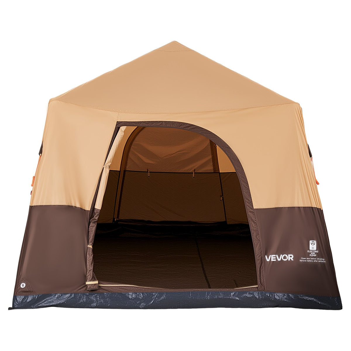 VEVOR Camping Tent, 8 Person Inflatable Cabin Tent with Rechargeable Pump, TPU Air Tube & 4 Large Mesh Windows, Portable Easy Setup Waterproof with Carry Bag for Family Outdoor Camping & Hiking, Beige - CQZ148FTZDBMI5I66001V9 - view 10