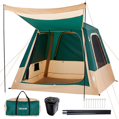 VEVOR Camping Tent, 4 Person Inflatable Cabin Tent with Rechargeable Pump, TPU Air Tube & 5 Large Mesh Windows, Portable Easy Setup Waterproof with Carry Bag for Family Outdoor Camping & Hiking, Green - CQZ7575FTZDBIYGL8001V9 - view 1