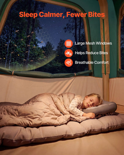 VEVOR Camping Tent, 4 Person Inflatable Cabin Tent with Rechargeable Pump, TPU Air Tube & 5 Large Mesh Windows, Portable Easy Setup Waterproof with Carry Bag for Family Outdoor Camping & Hiking, Green - CQZ7575FTZDBIYGL8001V9 - view 7