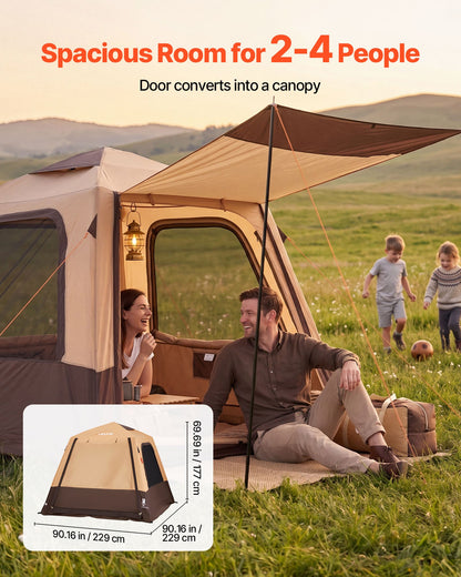 VEVOR Camping Tent, 4 Person Inflatable Cabin Tent with Rechargeable Pump, TPU Air Tube & 5 Large Mesh Windows, Portable Easy Setup Waterproof with Carry Bag for Family Outdoor Camping & Hiking, Beige - CQZ7575FTZDBV78KV001V9 - view 5