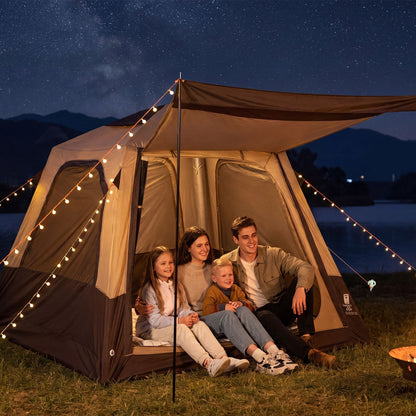 VEVOR Camping Tent, 4 Person Inflatable Cabin Tent with Rechargeable Pump, TPU Air Tube & 5 Large Mesh Windows, Portable Easy Setup Waterproof with Carry Bag for Family Outdoor Camping & Hiking, Beige - CQZ7575FTZDBV78KV001V9 - view 9