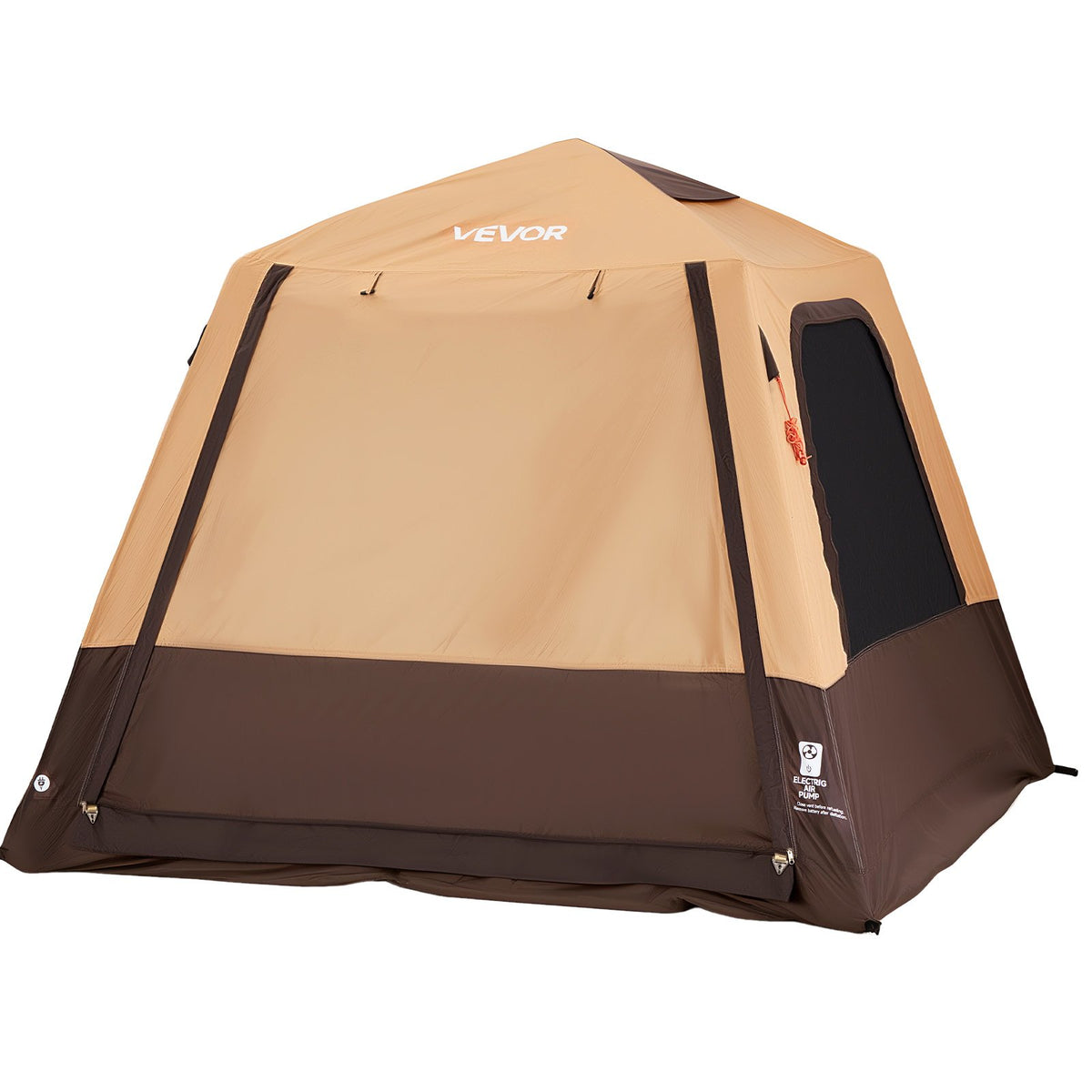 VEVOR Camping Tent, 4 Person Inflatable Cabin Tent with Rechargeable Pump, TPU Air Tube & 5 Large Mesh Windows, Portable Easy Setup Waterproof with Carry Bag for Family Outdoor Camping & Hiking, Beige - CQZ7575FTZDBV78KV001V9 - view 10
