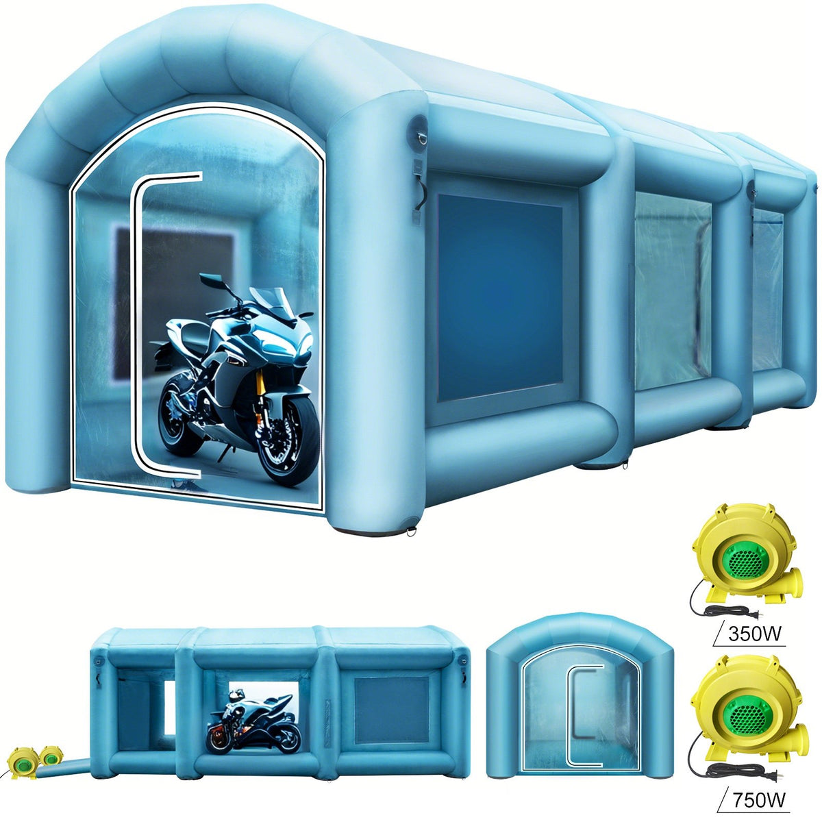 VEVOR Inflatable Spray Booth Car Paint Tent 20 x 10 x 8 ft w/Filter & 2 Blowers - CQZP6MPQZPWGYSM01V1 - view 1
