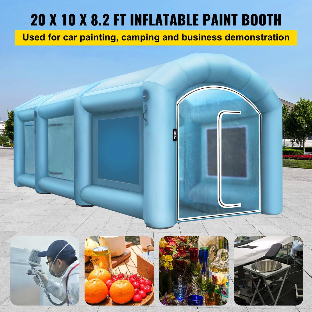 VEVOR Inflatable Spray Booth Car Paint Tent 20 x 10 x 8 ft w/Filter & 2 Blowers - CQZP6MPQZPWGYSM01V1 - view 3