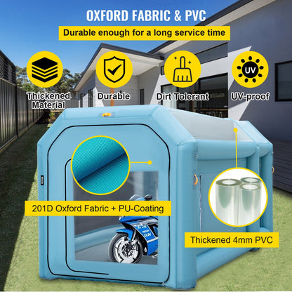 VEVOR Portable Inflatable Paint Booth, 13 x 8 x 8ft Inflatable Spray Booth, Car Paint Tent with Air Filter System & 2 Blowers, Upgraded Blow Up Spray Booth Tent, Auto Paint Worksta - CQZPNJB4M110VZ8LMV1 - view 3