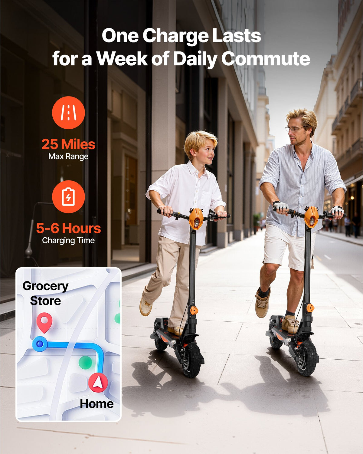 VEVOR Electric Scooter, 500W Motor, 10-Inch Tires, 24 MPH Top Speed, 25 Miles Range, Folding E-Scooter for Adults with Dual Braking, Dual Suspension & App, Max Load 330 lbs, Foldable for Commuting - CRDDTBCYYWZYWLBHR001V1 - view 4