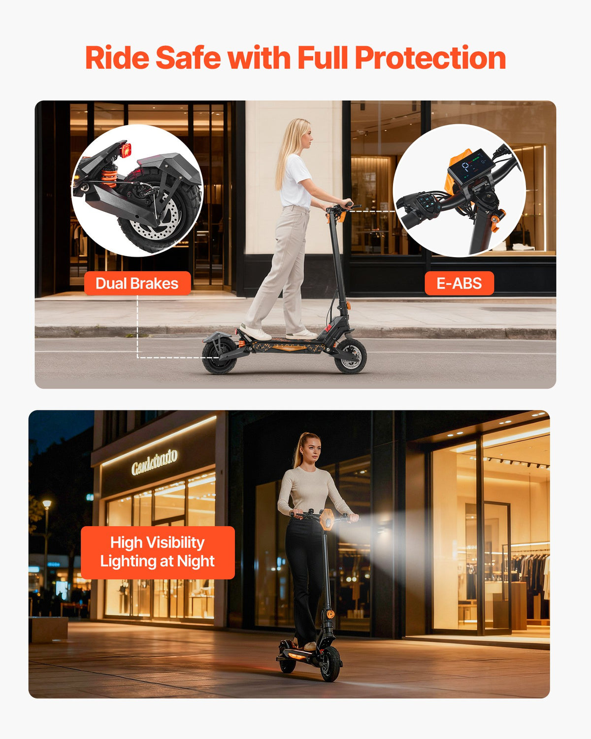 VEVOR Electric Scooter, 500W Motor, 10-Inch Tires, 24 MPH Top Speed, 25 Miles Range, Folding E-Scooter for Adults with Dual Braking, Dual Suspension & App, Max Load 330 lbs, Foldable for Commuting - CRDDTBCYYWZYWLBHR001V1 - view 6