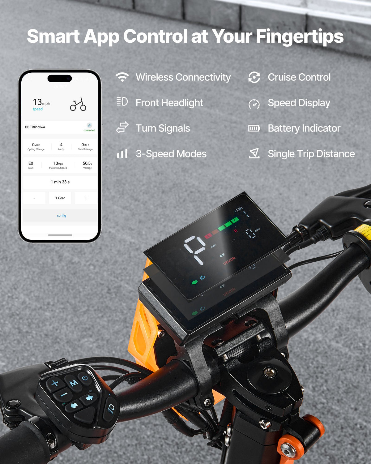VEVOR Electric Scooter, 500W Motor, 10-Inch Tires, 24 MPH Top Speed, 25 Miles Range, Folding E-Scooter for Adults with Dual Braking, Dual Suspension & App, Max Load 330 lbs, Foldable for Commuting - CRDDTBCYYWZYWLBHR001V1 - view 7