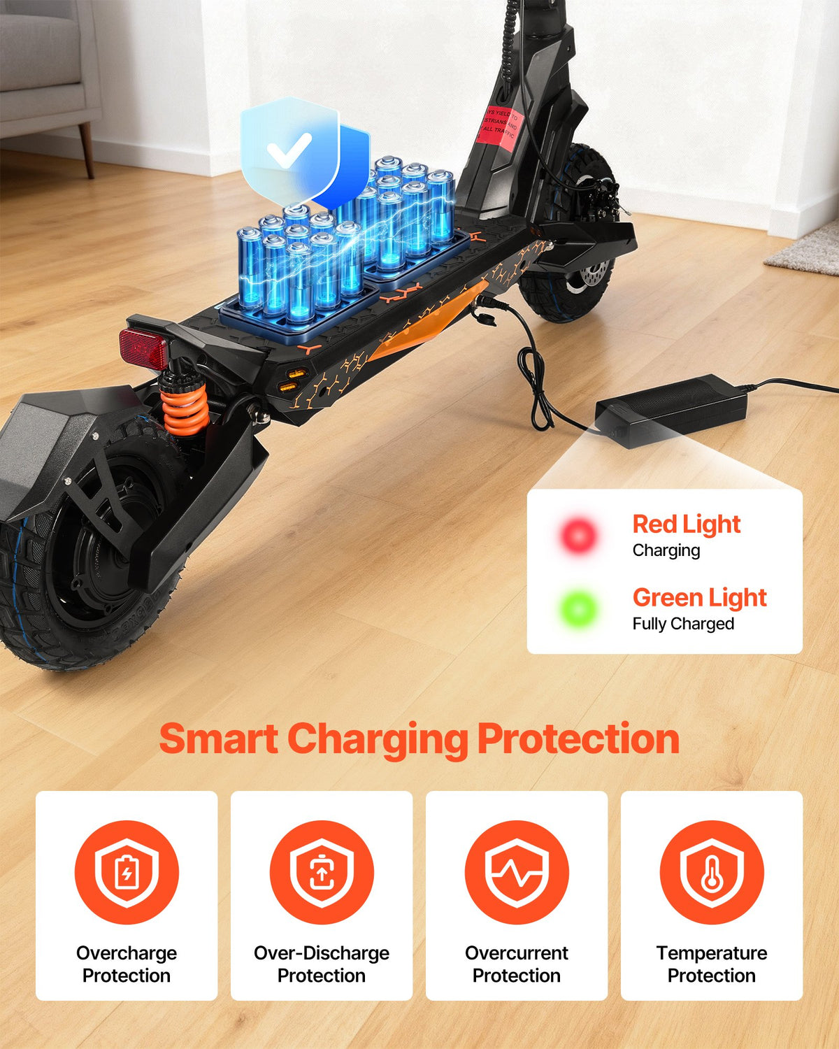 VEVOR Electric Scooter, 500W Motor, 10-Inch Tires, 24 MPH Top Speed, 25 Miles Range, Folding E-Scooter for Adults with Dual Braking, Dual Suspension & App, Max Load 330 lbs, Foldable for Commuting - CRDDTBCYYWZYWLBHR001V1 - view 8