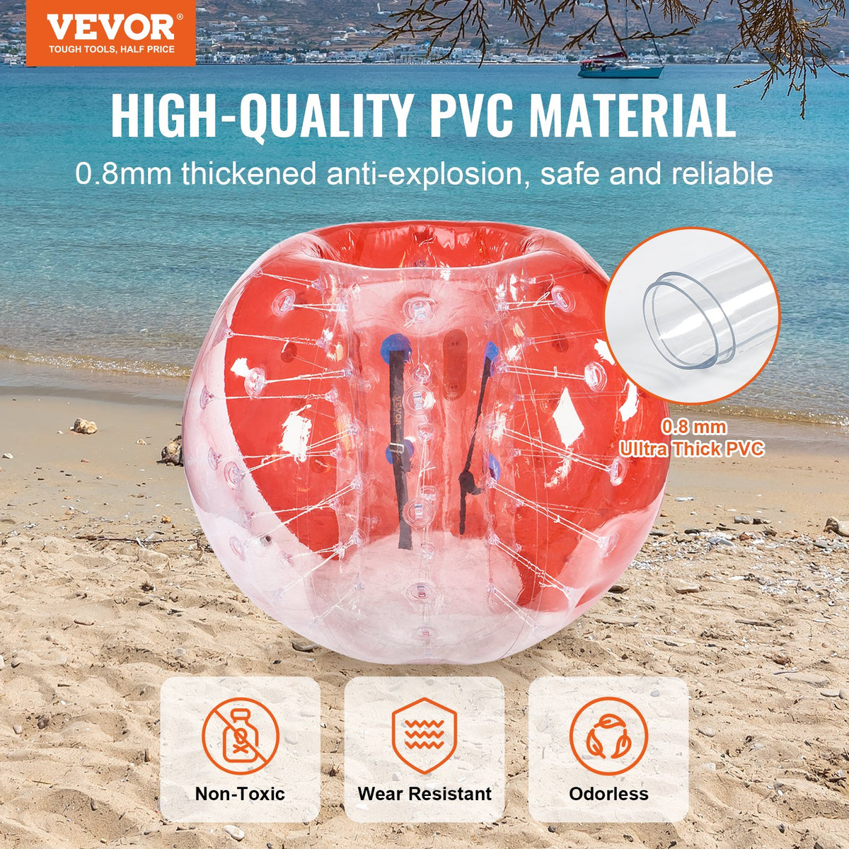 VEVOR Inflatable Bumper Ball 1-Pack, 5FT/1.5M Body Sumo Zorb Balls for Teen & Adult, 0.8mm Thick PVC Human Hamster Bubble Balls for Outdoor Team Gaming Play, Bumper Bopper Toys for Garden, Yard, Park - CRKCQPPQZJ5Y74IFGV0 - view 3