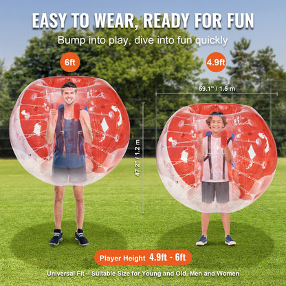 VEVOR Inflatable Bumper Ball 1-Pack, 5FT/1.5M Body Sumo Zorb Balls for Teen & Adult, 0.8mm Thick PVC Human Hamster Bubble Balls for Outdoor Team Gaming Play, Bumper Bopper Toys for Garden, Yard, Park - CRKCQPPQZJ5Y74IFGV0 - view 4