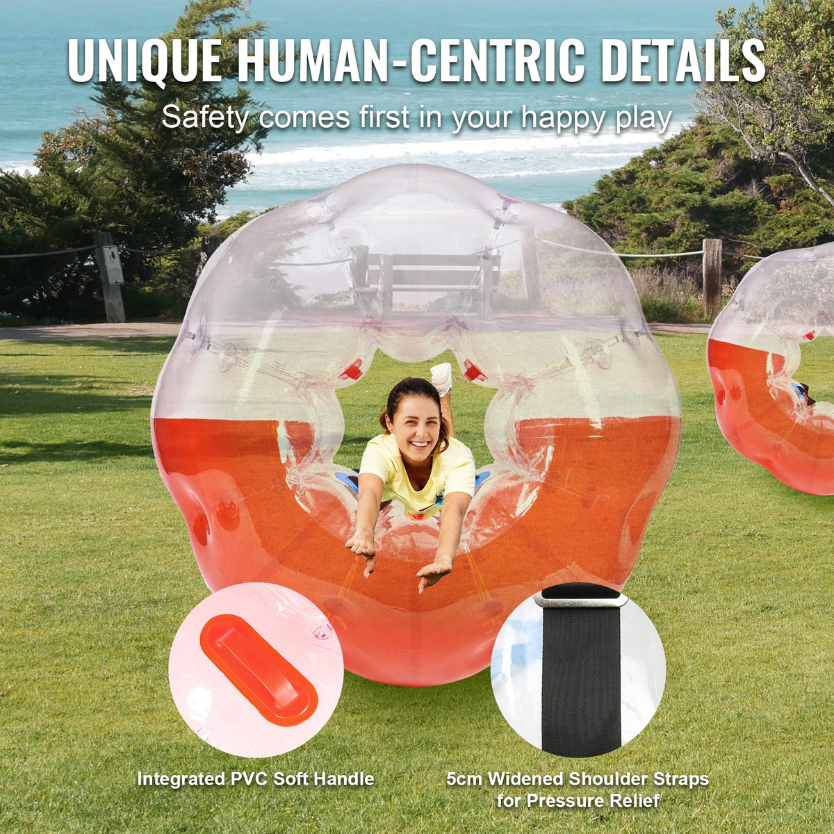 VEVOR Inflatable Bumper Ball 1-Pack, 5FT/1.5M Body Sumo Zorb Balls for Teen & Adult, 0.8mm Thick PVC Human Hamster Bubble Balls for Outdoor Team Gaming Play, Bumper Bopper Toys for Garden, Yard, Park - CRKCQPPQZJ5Y74IFGV0 - view 5