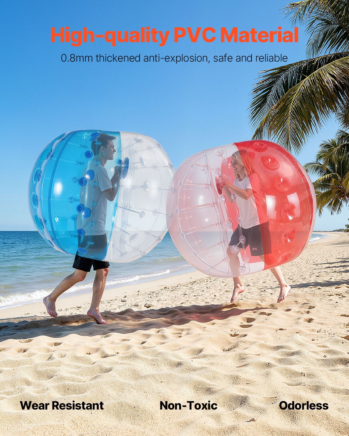 VEVOR Inflatable Bumper Balls 2-Pack, 5FT/1.5M Body Sumo Zorb Balls for Teen & Adult, 0.8mm Thick PVC Human Hamster Bubble Balls for Outdoor Team Gaming Play, Bumper Bopper Toys for Garden, Yard, Park - CRKCQPPQZJ5YVC2VZV0 - view 3
