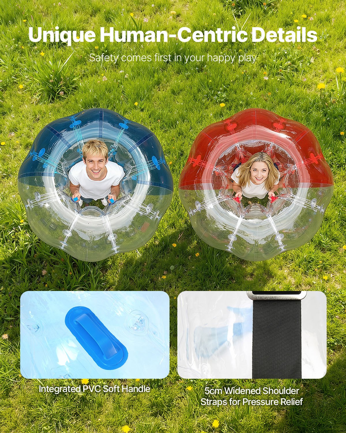 VEVOR Inflatable Bumper Balls 2-Pack, 5FT/1.5M Body Sumo Zorb Balls for Teen & Adult, 0.8mm Thick PVC Human Hamster Bubble Balls for Outdoor Team Gaming Play, Bumper Bopper Toys for Garden, Yard, Park - CRKCQPPQZJ5YVC2VZV0 - view 5
