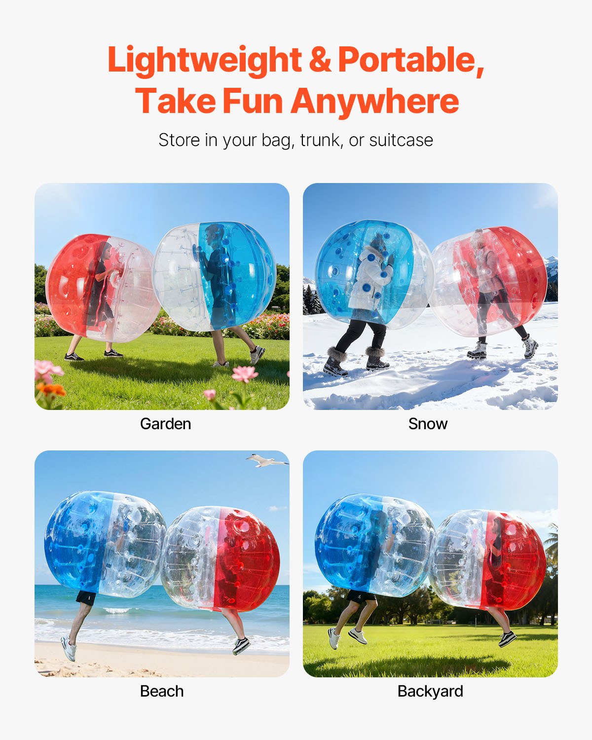 VEVOR Inflatable Bumper Balls 2-Pack, 5FT/1.5M Body Sumo Zorb Balls for Teen & Adult, 0.8mm Thick PVC Human Hamster Bubble Balls for Outdoor Team Gaming Play, Bumper Bopper Toys for Garden, Yard, Park - CRKCQPPQZJ5YVC2VZV0 - view 7