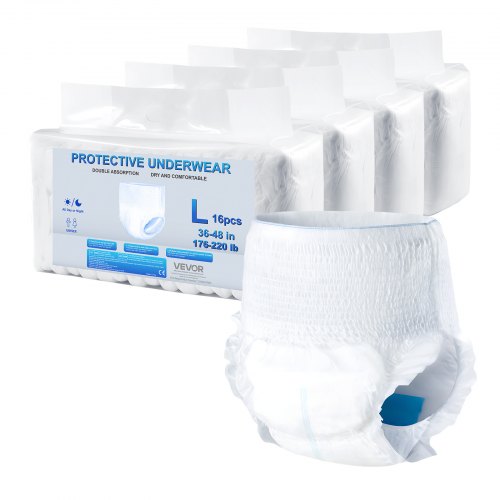 VEVOR Adult Incontinence Underwear, High Absorbent Protective Underwear for Men & Women, Disposable Adult Pull-ups Diaper with Leakproof Leg Cuff & Wetness Indicator - L Size, 64 Count (4 Packs of 16) - CRZNKLLKFHML97K96001V0 - view 2