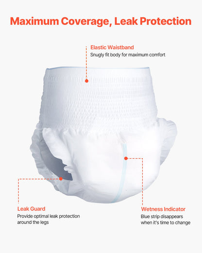 VEVOR Adult Incontinence Underwear, High Absorbent Protective Underwear for Men & Women, Disposable Adult Pull-ups Diaper with Leakproof Leg Cuff & Wetness Indicator - L Size, 64 Count (4 Packs of 16) - CRZNKLLKFHML97K96001V0 - view 4