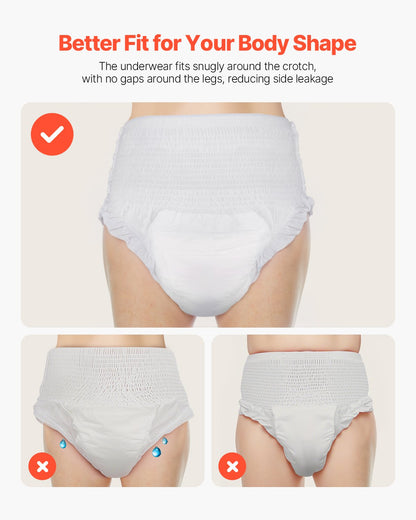 VEVOR Adult Incontinence Underwear, High Absorbent Protective Underwear for Men & Women, Disposable Adult Pull-ups Diapers with Leakproof Leg Cuff & Wetness Indicator - M Size, 64 Count (4 Pack of 16) - CRZNKLLKFHMMJDY3Y001V0 - view 6