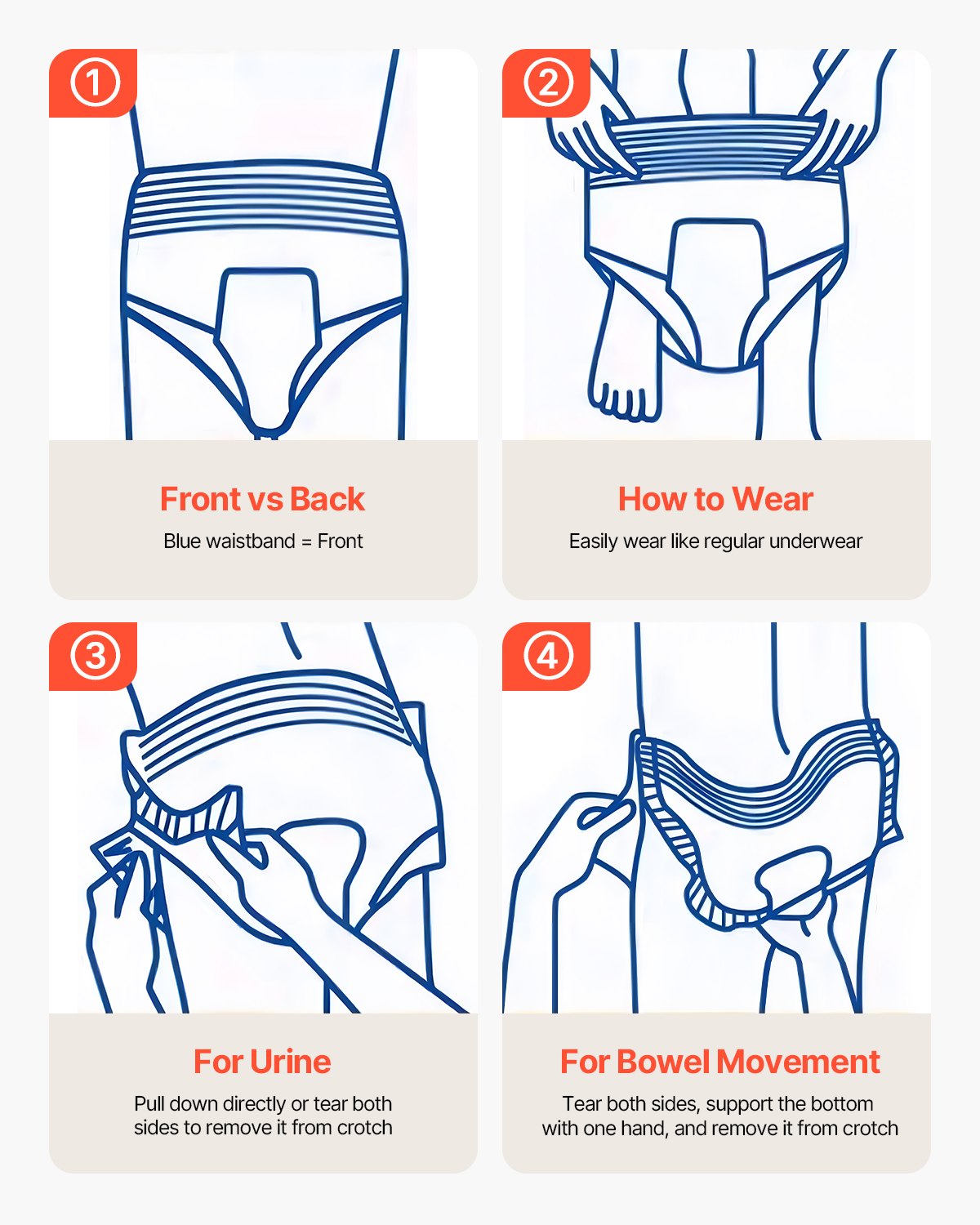 VEVOR Adult Incontinence Underwear, High Absorbent Protective Underwear for Men & Women, Disposable Adult Pull-ups Diaper with Leakproof Leg Cuff & Wetness Indicator - XL Size, 64 Count (4 Pack of 16) - CRZNKLLKFHMXI0XN5001V0 - view 9