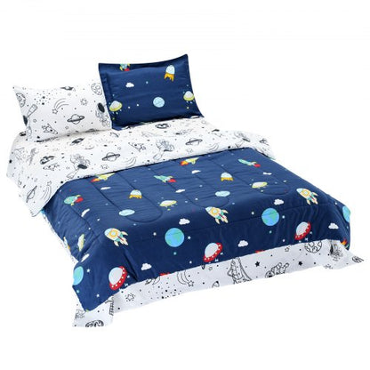 VEVOR Kids Comforter Set, 5 Pieces, Twin Bedding Sets with 1 Comforter, 1 Flat Sheet, 1 Fitted Sheet, 2 Pillowcases, Soft Microfiber & Space Printed, Bedding Comforter Sets for Boys Girls Teen - CS5JTCXXWTWI64ICY001V0 - view 2