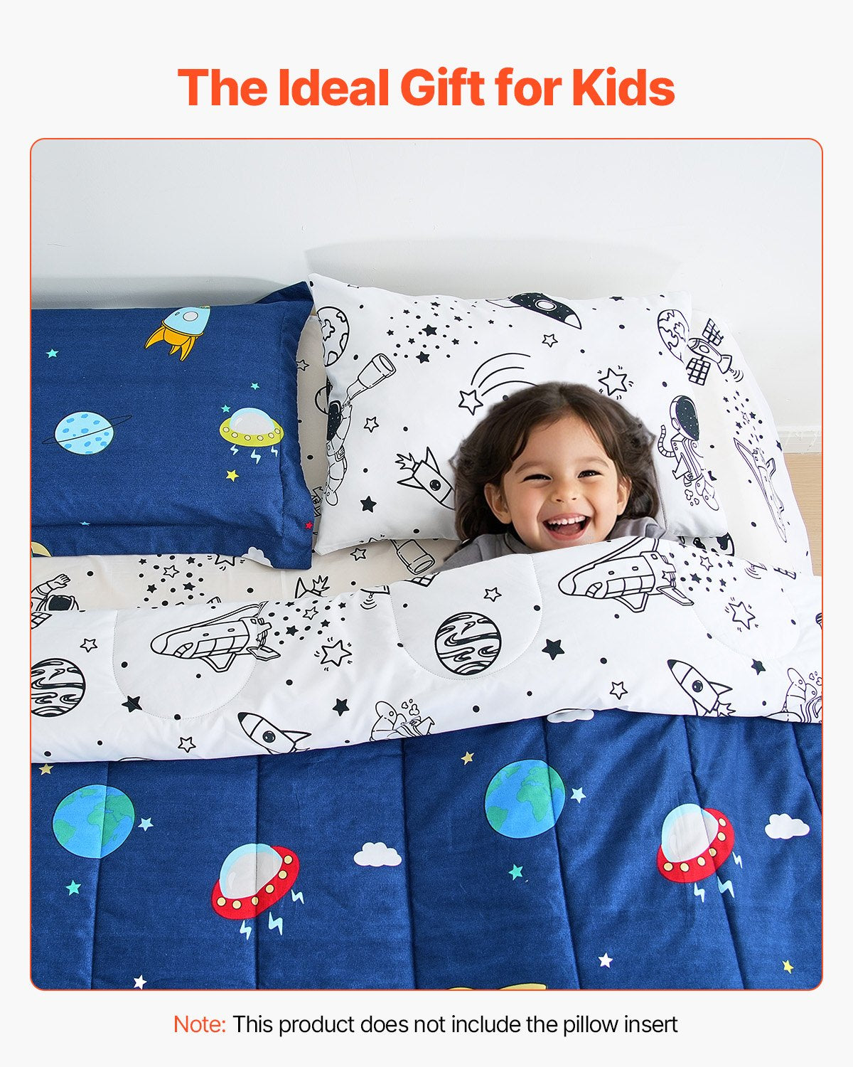 VEVOR Kids Comforter Set, 5 Pieces, Twin Bedding Sets with 1 Comforter, 1 Flat Sheet, 1 Fitted Sheet, 2 Pillowcases, Soft Microfiber & Space Printed, Bedding Comforter Sets for Boys Girls Teen - CS5JTCXXWTWI64ICY001V0 - view 7