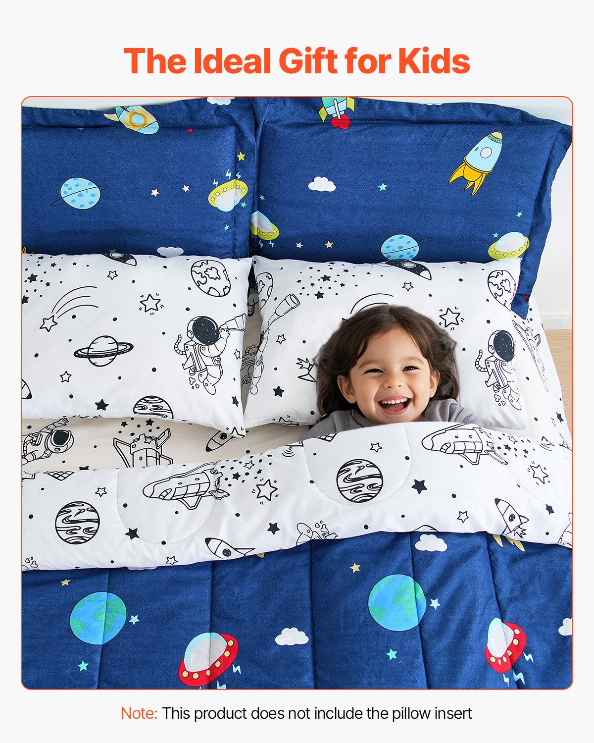 VEVOR Kids Comforter Set, 7 Pieces, Twin Bedding Sets with 1 Comforter, 1 Flat Sheet, 1 Fitted Sheet, 4 Pillowcases, Soft Microfiber & Space Printed, Bedding Comforter Sets for Boys Girls Teen - CS7JTCXXWFULAXK4E001V0 - view 7