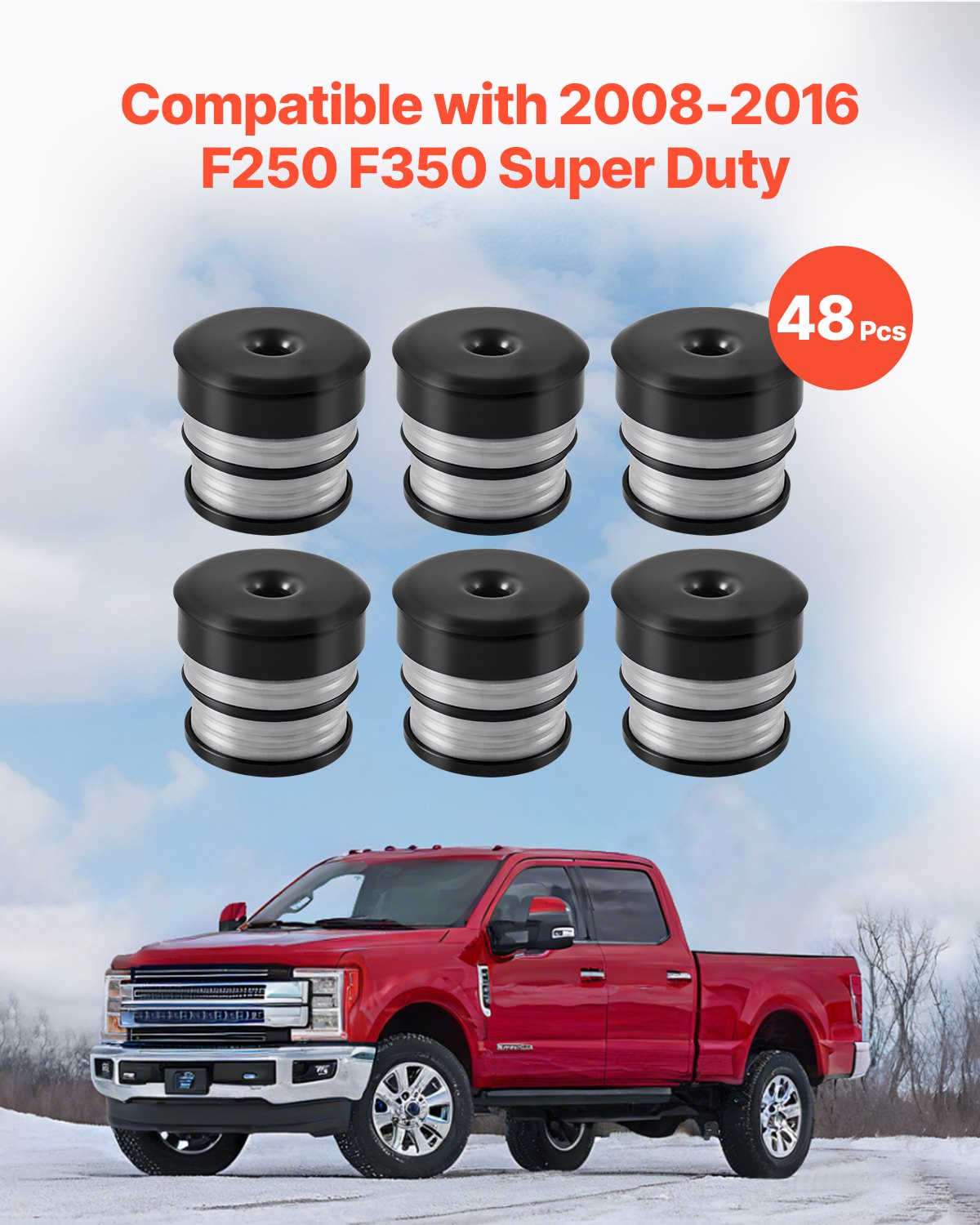 VEVOR Body Mount Bushing Kit, Compatible with 2008-2016 F250 F350 Super Duty, 48 PCS Silicone Body Mount Kit, Quick Replacement, Durable Components for Improving Bumpy Driving Performance, Gray - CSAZCTTJGJ201RFUO001V0 - view 3