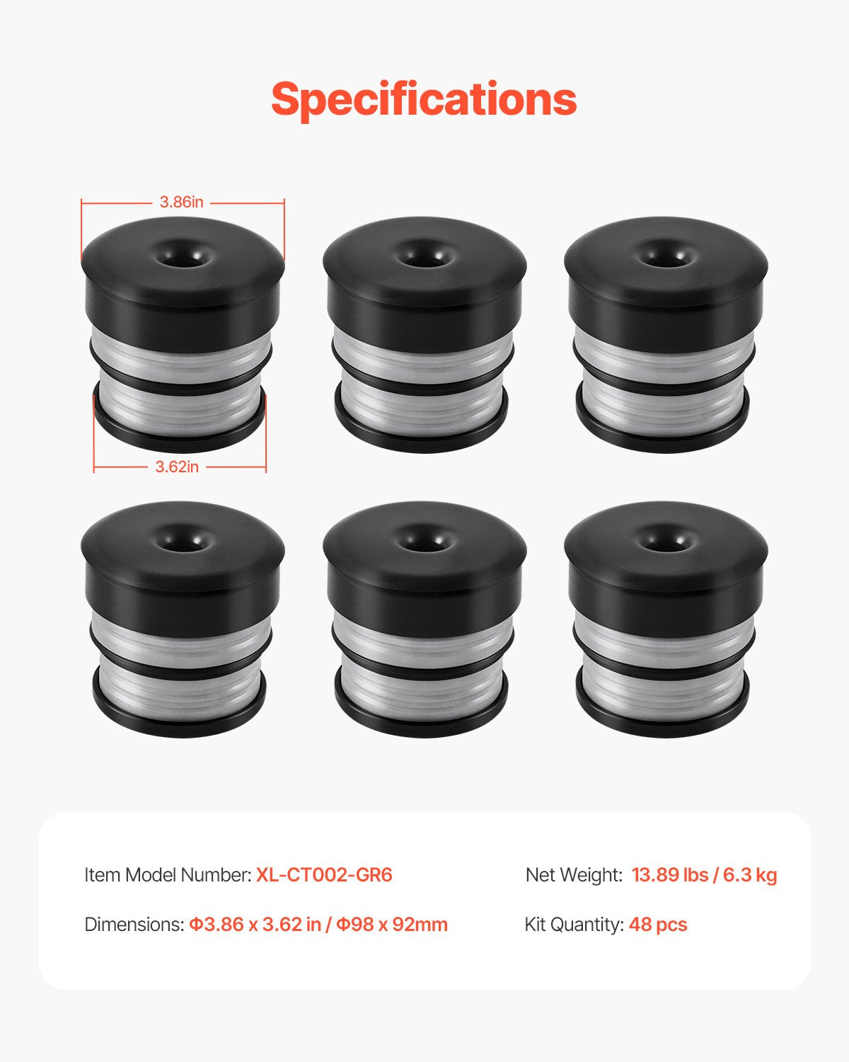 VEVOR Body Mount Bushing Kit, Compatible with 2008-2016 F250 F350 Super Duty, 48 PCS Silicone Body Mount Kit, Quick Replacement, Durable Components for Improving Bumpy Driving Performance, Gray - CSAZCTTJGJ201RFUO001V0 - view 8