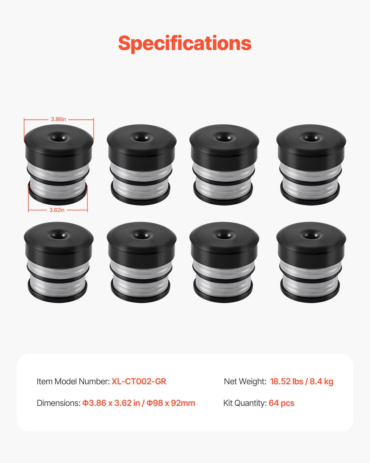 VEVOR Body Mount Bushing Kit, Compatible with 2008-2016 F250 F350 Super Duty, 64 PCS Silicone Body Mount Kit, Quick Replacement, Durable Components for Improving Bumpy Driving Performance, Gray - CSAZCTTJGJ20SALBI001V0 - view 8