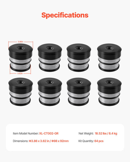 VEVOR Body Mount Bushing Kit, Compatible with 2008-2016 F250 F350 Super Duty, 64 PCS Silicone Body Mount Kit, Quick Replacement, Durable Components for Improving Bumpy Driving Performance, Gray - CSAZCTTJGJ20SALBI001V0 - view 8