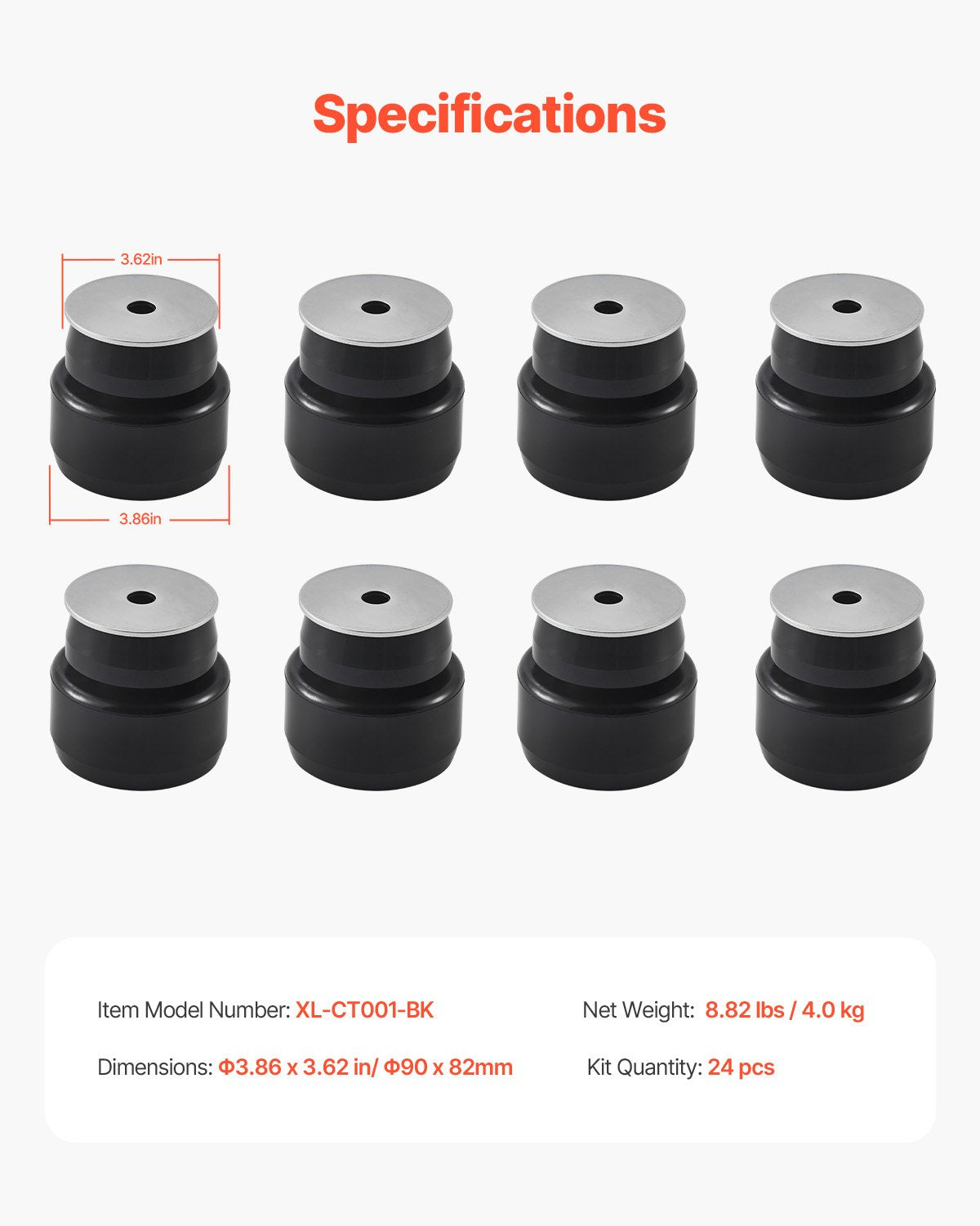 VEVOR Body Mount Bushing Kit, Compatible with 1999-2014 Chevy Silverado & Sierra 1500/2500, 24 PCS Polyurethane Body Mount Kit, Durable Components for Improving Bumpy Driving Performance, Black - CSAZCTTJJAZ16K0ZH001V0 - view 8