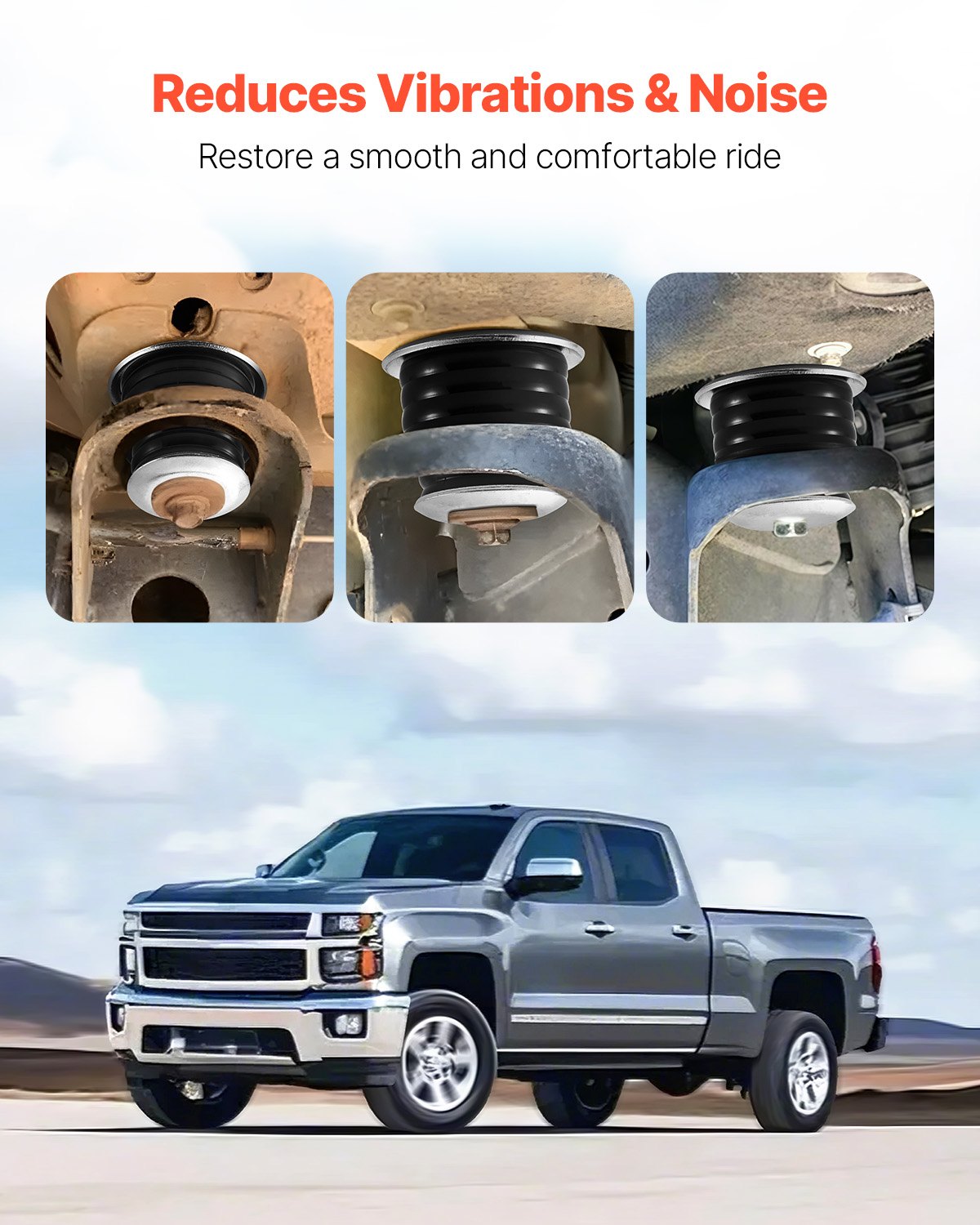 VEVOR Body Mount Bushing Kit, Compatible with 1999-2007 Ford F250 F350, 60 PCS Polyurethane Body Mount Kit, Quick Replacement, Durable Components for Improving Bumpy Driving Performance, Black - CSAZCTTJJAZ1EXPKL001V0 - view 6