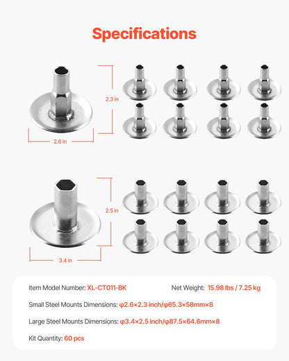 VEVOR Body Mount Bushing Kit, Compatible with 1999-2007 Ford F250 F350, 60 PCS Polyurethane Body Mount Kit, Quick Replacement, Durable Components for Improving Bumpy Driving Performance, Black - CSAZCTTJJAZ1EXPKL001V0 - view 8