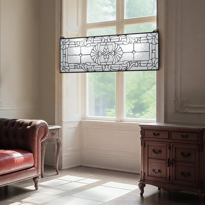 VEVOR Stained Glass Window Panel, 35.2" x 13" Tiffany Style Hanging Transom Window Panel with Chain, Large Horizontal Rectangle Stain Glass, Vintage Traditional Art Handcrafts for Kitchen Home Decor - CSBLBXZ2025H4206N001V0 - view 9