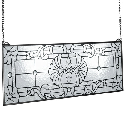 VEVOR Stained Glass Window Panel, 35.2" x 13" Tiffany Style Hanging Transom Window Panel with Chain, Large Horizontal Rectangle Stain Glass, Vintage Traditional Art Handcrafts for Kitchen Home Decor - CSBLBXZ2025H4206N001V0 - view 10