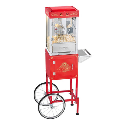 VEVOR Popcorn Machine with Cart, 8oz Stainless Steel Kettle, 800W Commercial Popcorn Maker, 48 Cups per Batch Theater Style Popper, with 2-Button Control Glass Wall PC Door 1 Scoop 3 Spoons, Red - CSBMHJHS8OZW5RV9X001V1 - view 10