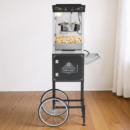 VEVOR Popcorn Machine with Cart, 8oz Stainless Steel Kettle, 800W Commercial Popcorn Maker, 48 Cups per Batch Theater Style Popper, with 2-Button Control Glass Wall PC Door 1 Scoop 3 Spoons, Black - CSBMHJHS8OZWX2BT6001V1 - view 9