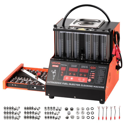 VEVOR Fuel Injector Cleaner Tester, 9 Test Modes, 6-Cylinder 28kHz Ultrasonic Cleaning Machine Adjustable 12V/70V/120V for EFI/FSI/GDI, Injector Cleaner Machine with Drain Valve for Car & Motorcycle - CSBPYZQXJ6G1PAL6A001V1 - view 10