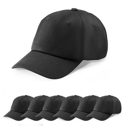 VEVOR Baseball Cap, Plain Baseball Hat with Breathable Pure Cotton Fabric, Adjustable Size, Blank 12 Pack Bulk Caps Ideal for Running, Workouts or Outdoor Activities, 12 Pcs, Black - CSBQMTYDJDB0ATCBJ001V0 - view 2