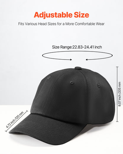 VEVOR Baseball Cap, Plain Baseball Hat with Breathable Pure Cotton Fabric, Adjustable Size, Blank 12 Pack Bulk Caps Ideal for Running, Workouts or Outdoor Activities, 12 Pcs, Black - CSBQMTYDJDB0ATCBJ001V0 - view 4