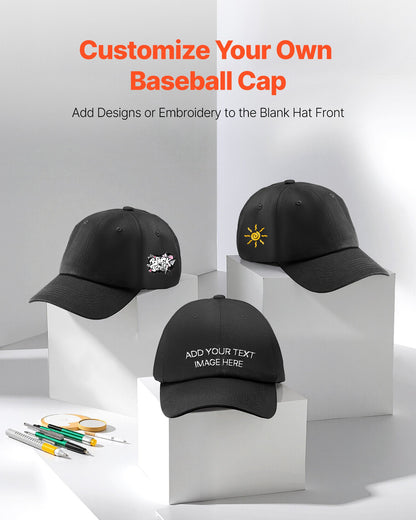 VEVOR Baseball Cap, Plain Baseball Hat with Breathable Pure Cotton Fabric, Adjustable Size, Blank 12 Pack Bulk Caps Ideal for Running, Workouts or Outdoor Activities, 12 Pcs, Black - CSBQMTYDJDB0ATCBJ001V0 - view 5