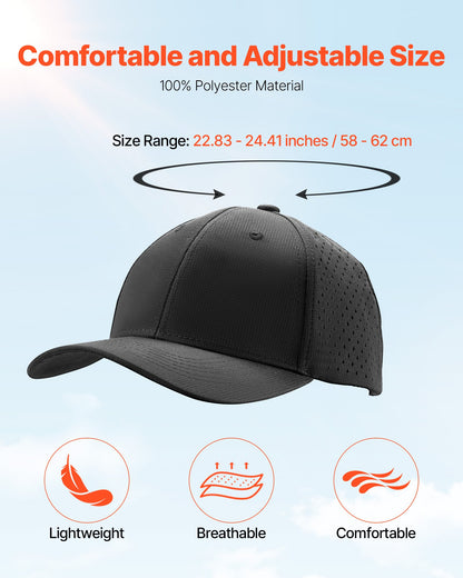 VEVOR Baseball Cap, Plain Baseball Hat with Breathable Fabric, Adjustable Size, Lightweight Summer Thin Sports Caps Ideal for Running, Workouts, or Outdoor Activities, 1 Pc, Black - CSBQMXJZYYJDKPQY8001V0 - view 3