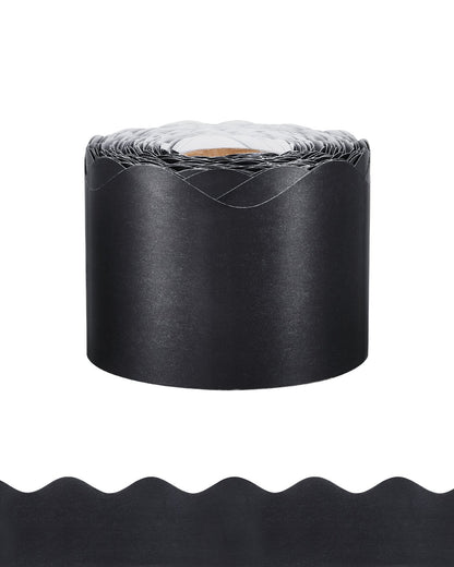 VEVOR Bulletin Board Border, 65.6 Feet Rolled Border Trim, Scalloped Bulletin Board Paper with Wavy Line Design, Classroom Border for Bulletin Board, School, Classroom, and Locker Decoration, Black - CSBZBK22M55CQUV51V0 - view 1