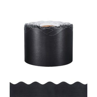 VEVOR Bulletin Board Border, 65.6 Feet Rolled Border Trim, Scalloped Bulletin Board Paper with Wavy Line Design, Classroom Border for Bulletin Board, School, Classroom, and Locker Decoration, Black - CSBZBK22M55CQUV51V0 - view 2