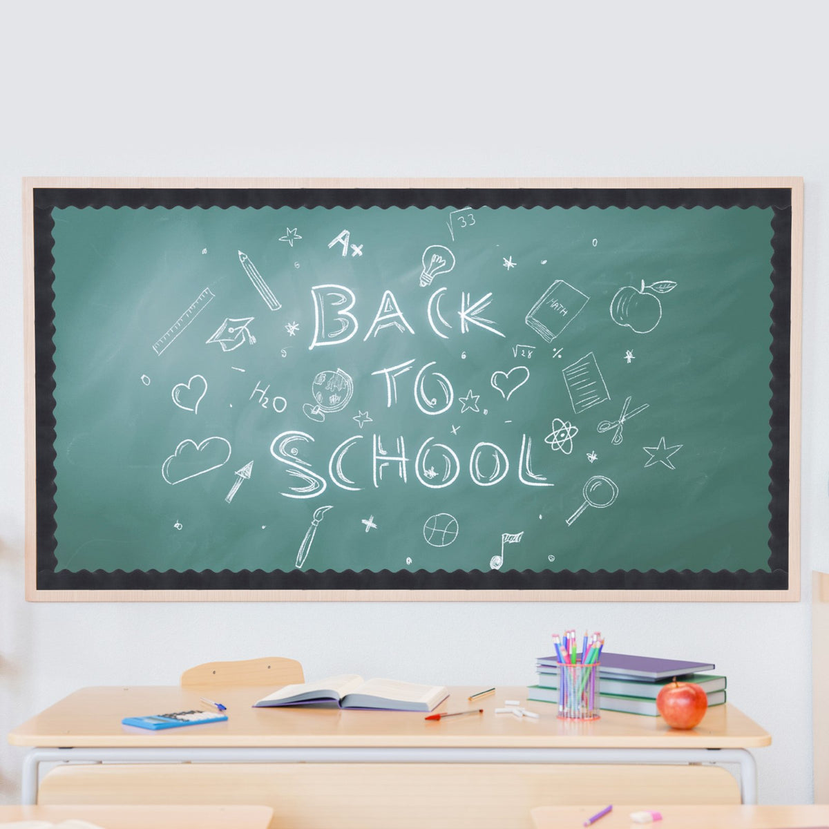 VEVOR Bulletin Board Border, 65.6 Feet Rolled Border Trim, Scalloped Bulletin Board Paper with Wavy Line Design, Classroom Border for Bulletin Board, School, Classroom, and Locker Decoration, Black - CSBZBK22M55CQUV51V0 - view 9