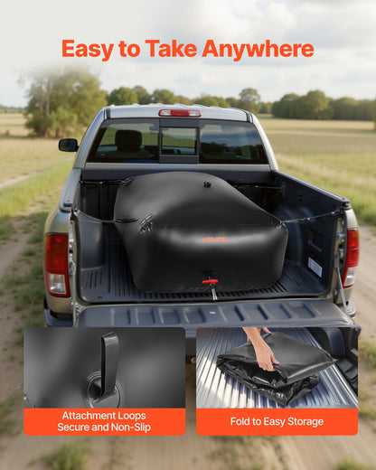 VEVOR Water Storage Bladder, 264.2 Gal Collapsible Water Storage Bag, Wear-Resistant 1000D PVC Soft Waters Bag, Leakproof Camping Tank Containers for Garden Irrigation RV Emergency Use, Black - CSDHSPVCB100YFP48003V0 - view 7