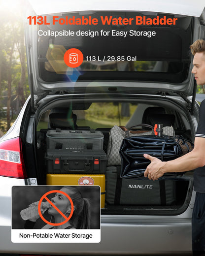VEVOR Water Storage Bladder, 29.85 Gallon (113L) Water Storage Container Tank, 1000D PVC Thickened Soft Bag Bladder, Collapsible Portable for Garden Irrigation, Camping, RVs, Emergency Use - Black - CSDHSPVCB113E9XVW002V0 - view 3