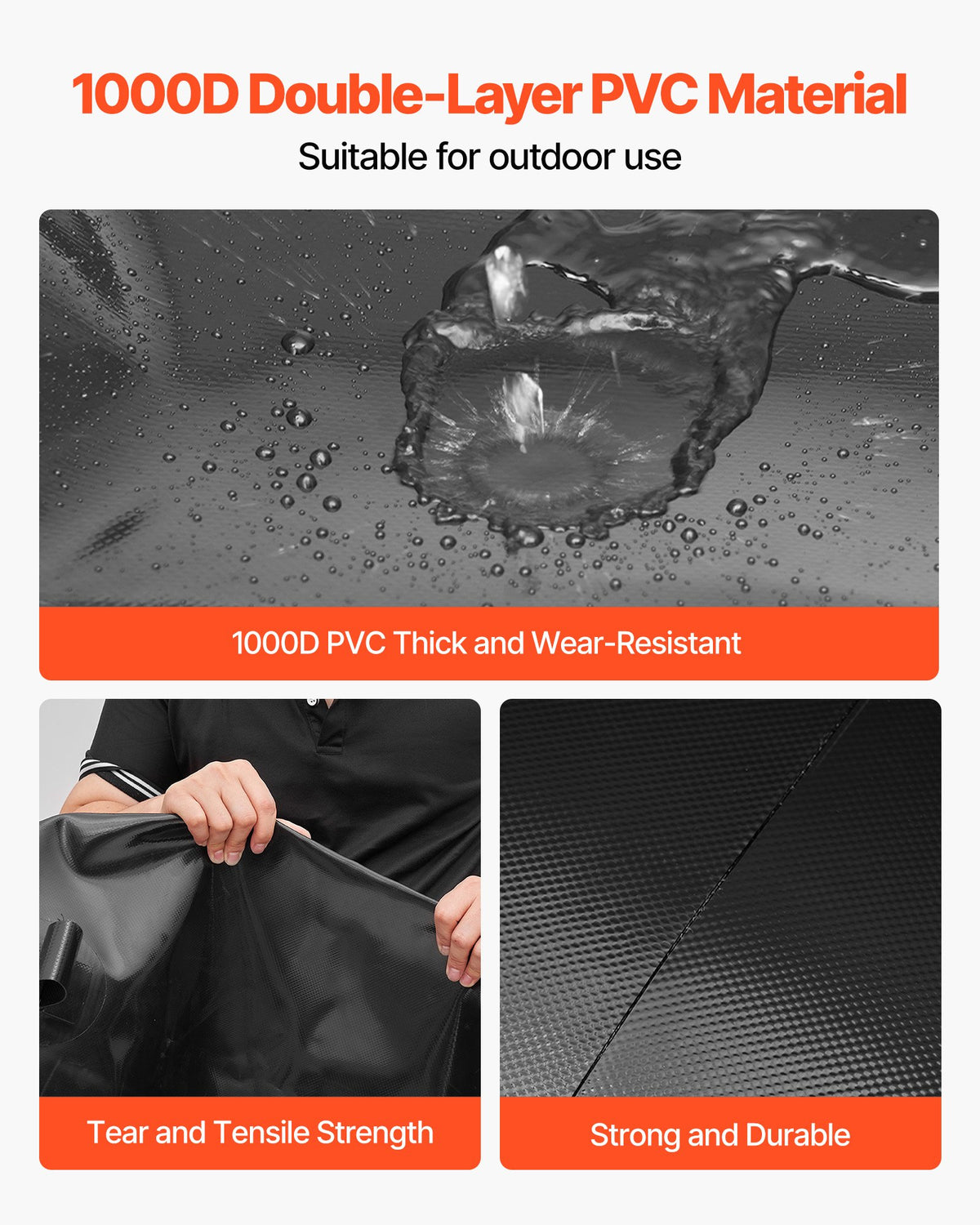 VEVOR Water Storage Bladder, 29.85 Gallon (113L) Water Storage Container Tank, 1000D PVC Thickened Soft Bag Bladder, Collapsible Portable for Garden Irrigation, Camping, RVs, Emergency Use - Black - CSDHSPVCB113E9XVW002V0 - view 4