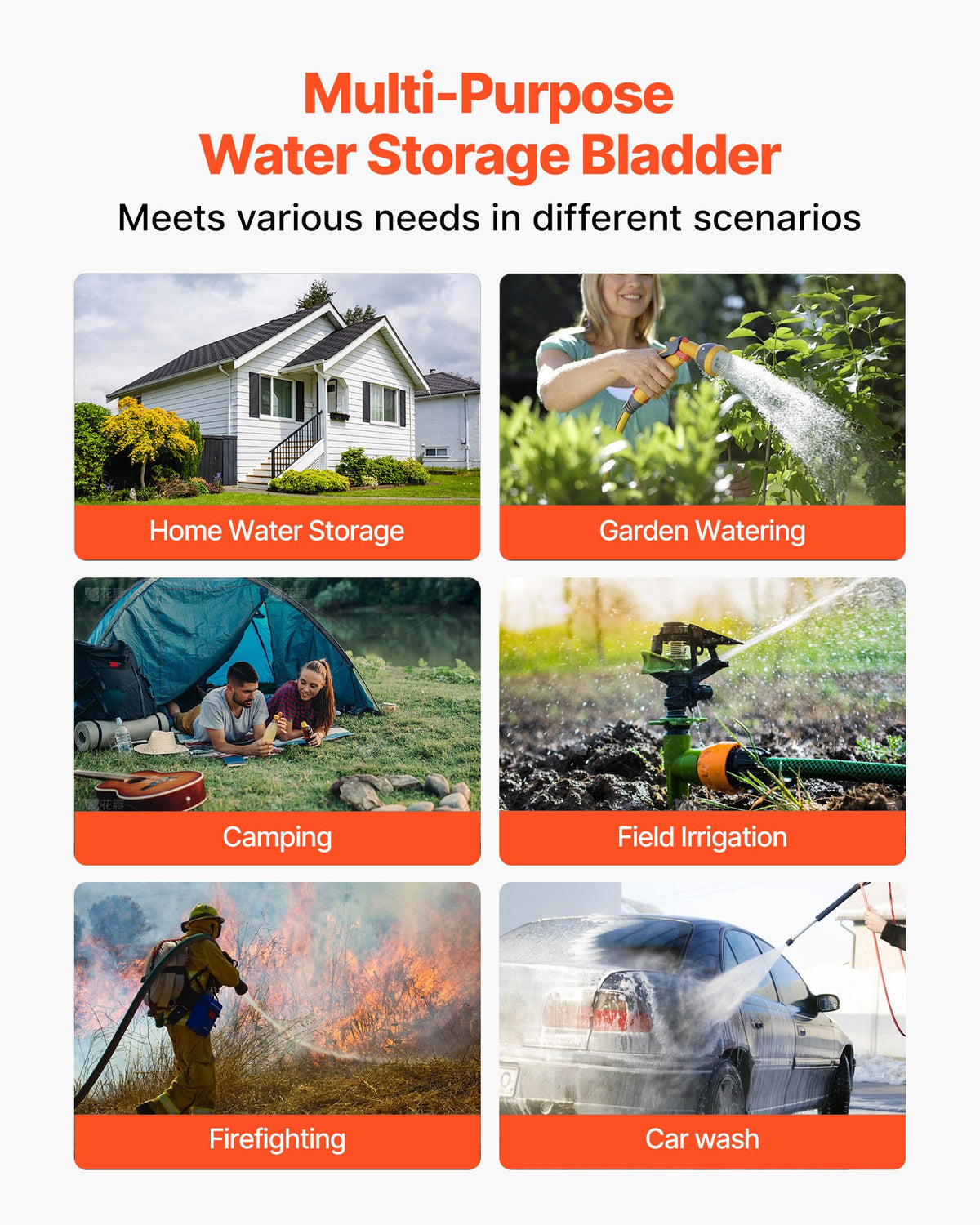 VEVOR Water Storage Bladder, 29.85 Gallon (113L) Water Storage Container Tank, 1000D PVC Thickened Soft Bag Bladder, Collapsible Portable for Garden Irrigation, Camping, RVs, Emergency Use - Black - CSDHSPVCB113E9XVW002V0 - view 7